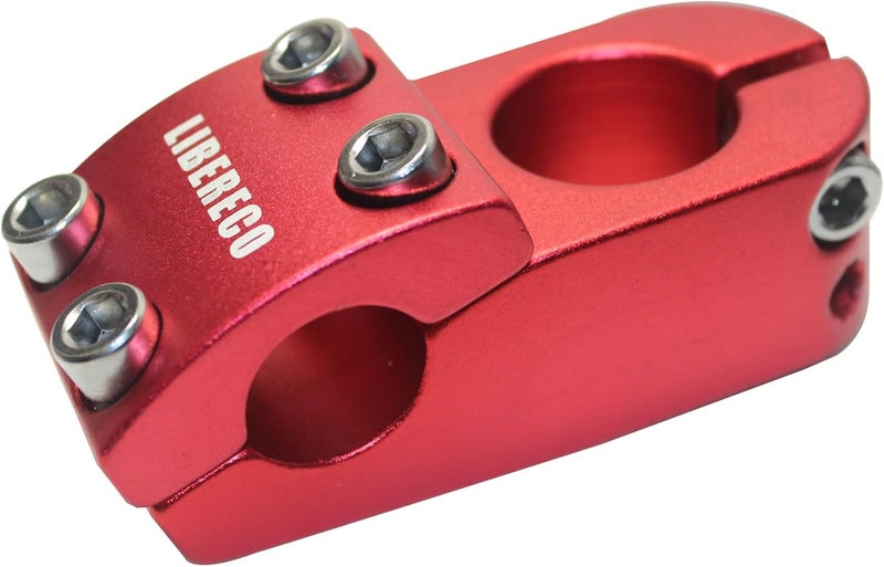 Libereco Aluminum Alloy BMX Stem: Fits 22.2mm Handlebar & 28.6mm Fork: Lightweight High-Strength Freestyle Stem (Red (Matte Surface), 22.2x28.6x45) - Image 1